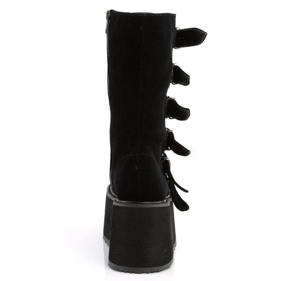 Platform Gothic Velvet Lace Up Knee High Boots - Picture 5 of 5